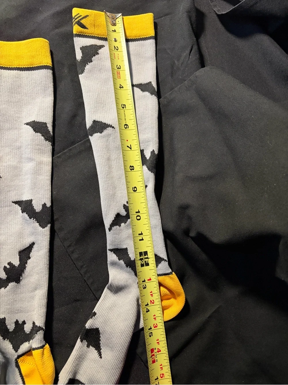 Adult Bat Pattern Knee-High Costume Socks - Yellow & Gray Compression stockings